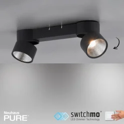 PURE Nola plafonnier LED à deux lampes, noir| Spots Et Projecteurs Led|Spots