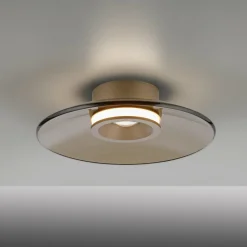 PURE Plafonnier LED Moon, bronze, Ø 32 cm, verre/aluminium| Plafonniers Led|Plafonniers