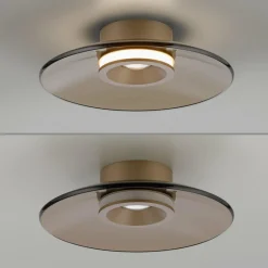 PURE Plafonnier LED Moon, bronze, Ø 32 cm, verre/aluminium| Plafonniers Led|Plafonniers