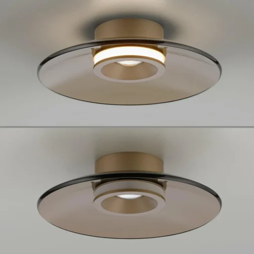 PURE Plafonnier LED Moon, bronze, Ø 32 cm, verre/aluminium| Plafonniers Led|Plafonniers
