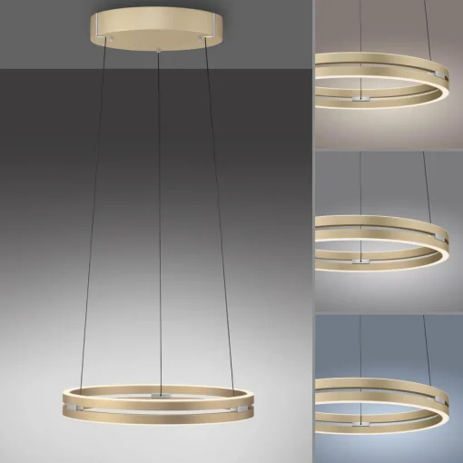 PURE Suspension LED E-Loop, laiton, Ø 50 cm Aluminium CCT| Suspensions Led|Suspensions