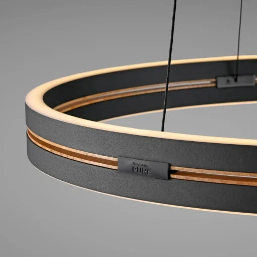 PURE Suspension LED E-Loop, noir, Ø 70 cm Aluminium CCT| Suspensions Led|Suspensions