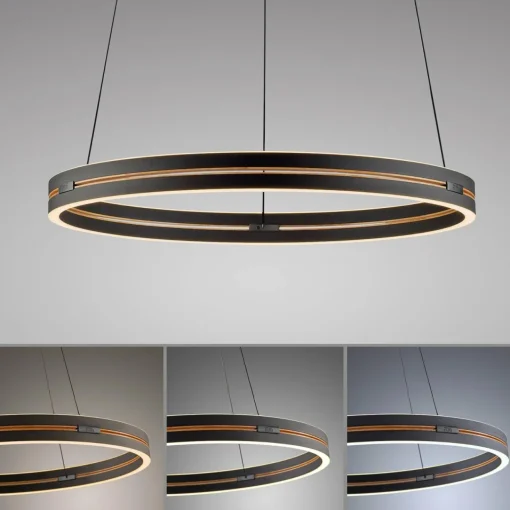 PURE Suspension LED E-Loop, noir, Ø 70 cm Aluminium CCT| Suspensions Led|Suspensions