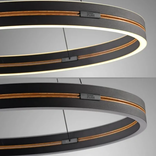 PURE Suspension LED E-Loop, noir, Ø 70 cm Aluminium CCT| Suspensions Led|Suspensions