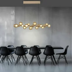 PURE Suspension LED E-Popup bronze verre/métal CCT 18-flux.| Suspensions Led|Suspensions