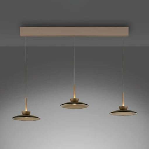 PURE Suspension LED Moon, bronze, verre/aluminium à 3 lampes| Suspensions Led|Suspensions