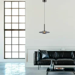 PURE Suspension LED Vitrum, gris, verre/aluminium, Ø 22 cm| Suspensions Led|Suspensions