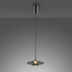 PURE Suspension LED Vitrum, gris, verre/aluminium, Ø 22 cm| Suspensions Led|Suspensions
