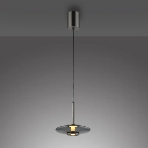 PURE Suspension LED Vitrum, gris, verre/aluminium, Ø 22 cm| Suspensions Led|Suspensions