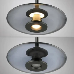 PURE Suspension LED Vitrum, gris, verre/aluminium, Ø 22 cm| Suspensions Led|Suspensions