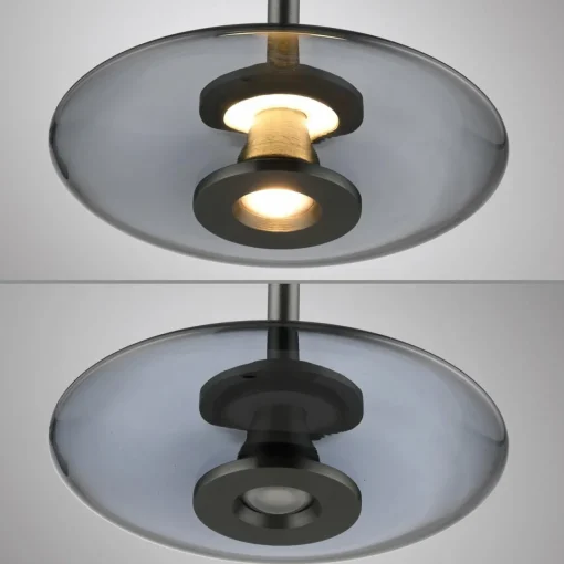 PURE Suspension LED Vitrum, gris, verre/aluminium, Ø 22 cm| Suspensions Led|Suspensions