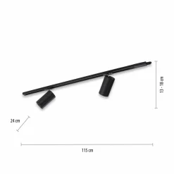 PURE Technik lampe sur rail LED, 2 lampes, noire| Luminaires Led D'Intérieur