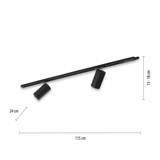 PURE Technik lampe sur rail LED, 2 lampes, noire| Luminaires Led D'Intérieur