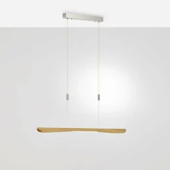 quitani Suspension LED Hiba, chêne naturel, longueur 118 cm| Suspensions Led|Suspensions