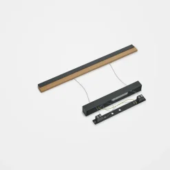 quitani Suspension LED Keijo, noir/chêne, 98cm| Suspensions Led|Suspensions