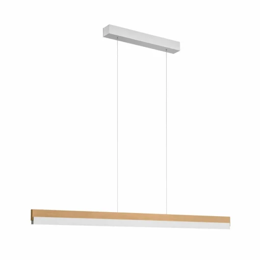 quitani Suspension LED Keijo, nickel/chêne, 123 cm| Suspensions Led|Suspensions