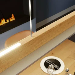 quitani Suspension LED Lexa, chêne/nickel, longueur 118 cm| Suspensions Led|Suspensions