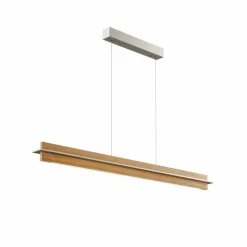 quitani Suspension LED Lexa, chêne/nickel, longueur 118 cm| Suspensions Led|Suspensions