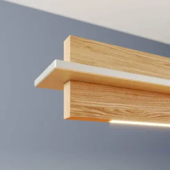quitani Suspension LED Lexa, chêne/nickel, longueur 118 cm| Suspensions Led|Suspensions