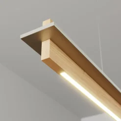 quitani Suspension LED Lexa, chêne/nickel, longueur 78 cm| Suspensions Led|Suspensions