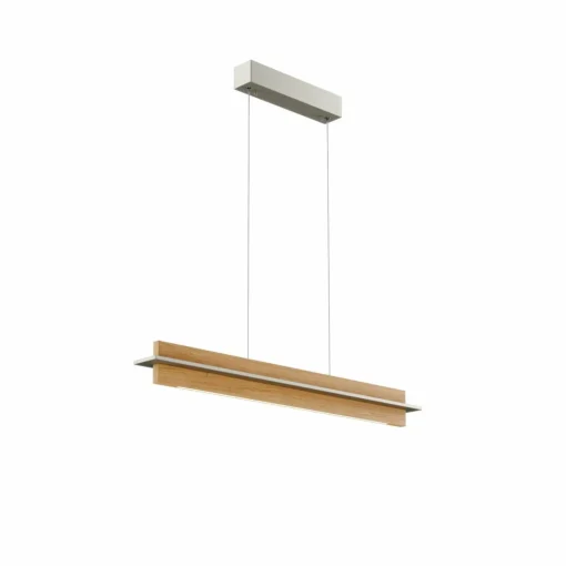 quitani Suspension LED Lexa, chêne/nickel, longueur 78 cm| Suspensions Led|Suspensions
