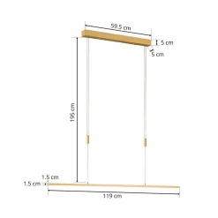 quitani Suspension LED Tolu, longueur 119 cm, laiton| Suspensions Led|Suspensions