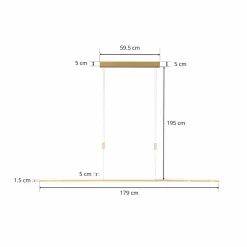 quitani Suspension LED Tolu, longueur 179 cm, laiton| Suspensions Led|Suspensions