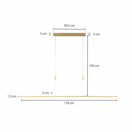 quitani Suspension LED Tolu, longueur 179 cm, laiton| Suspensions Led|Suspensions