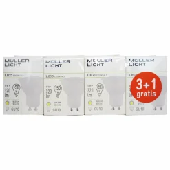 Müller-Licht Réflecteur LED GU10 5W 2 700K lot 3+1 320lm mat| Ampoules Led|Ampoules Led