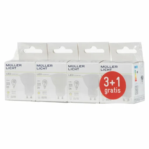 Müller-Licht Réflecteur LED GU10 5W 2 700K lot 3+1 320lm mat| Ampoules Led|Ampoules Led