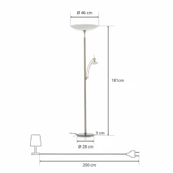 Rothfels Trinessa lampadaire à éclairage indirect LED bras de lecture| Lampadaires Led|Lampadaires