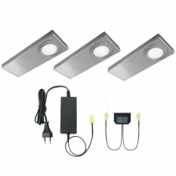 Evotec Set de 3 lampes sous meuble LED plates Tain-CF| Luminaires Led D'Intérieur
