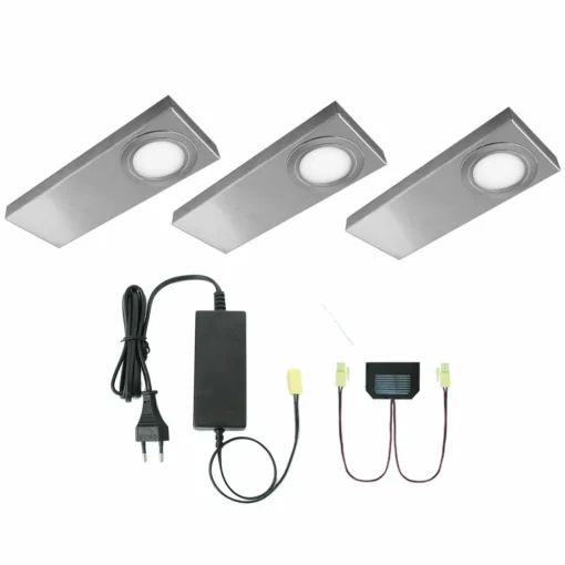 Evotec Set de 3 lampes sous meuble LED plates Tain-CF| Luminaires Led D'Intérieur