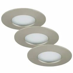 Briloner Set de 3 spots encastrés LED Nikas IP44 nickel| Spots Encastrés Led|Luminaires Led D'Intérieur