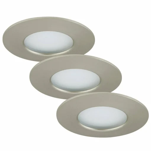 Briloner Set de 3 spots encastrés LED Nikas IP44 nickel| Spots Encastrés Led|Luminaires Led D'Intérieur