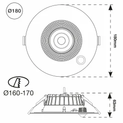 The Light Group SLC Shift downlight LED Ø 18 cm blanc avec capteur| Spots Encastrés Led|Luminaires Led D'Intérieur