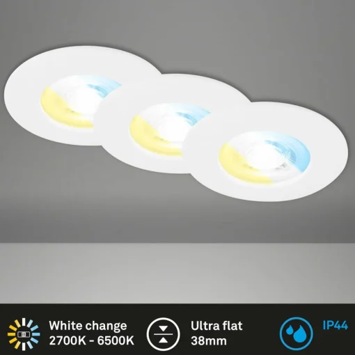 Briloner Spot encastré LED 7605 IP44 x3 CTS blanc| Spots Encastrés Led|Luminaires Led D'Intérieur