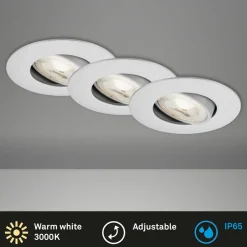 Briloner Spot encastré LED 7602 x3 IP65 3 000 K chromé mat| Spots Encastrés Led|Luminaires Led D'Intérieur