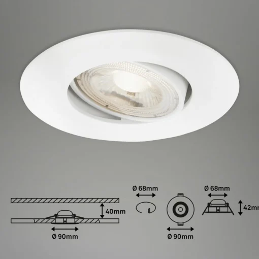 Briloner Spot encastré LED 7602 x3 IP65 3 000 K blanc| Spots Encastrés Led|Luminaires Led D'Intérieur
