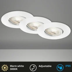 Briloner Spot encastré LED 7602 x3 IP65 3 000 K blanc| Spots Encastrés Led|Luminaires Led D'Intérieur