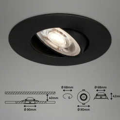 Briloner Spot encastré LED 7602 x3 IP65 3 000 K noir| Spots Encastrés Led|Luminaires Led D'Intérieur