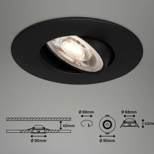 Briloner Spot encastré LED 7602 x3 IP65 3 000 K noir| Spots Encastrés Led|Luminaires Led D'Intérieur