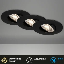 Briloner Spot encastré LED 7602 x3 IP65 3 000 K noir| Spots Encastrés Led|Luminaires Led D'Intérieur