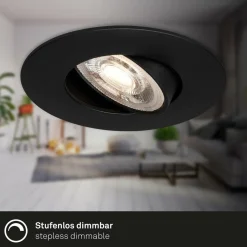 Briloner Spot encastré LED 7602 x3 IP65 3 000 K noir| Spots Encastrés Led|Luminaires Led D'Intérieur