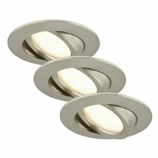Briloner Spot encastré LED rotatif en set de 3 nickel mat| Spots Encastrés Led|Luminaires Led D'Intérieur