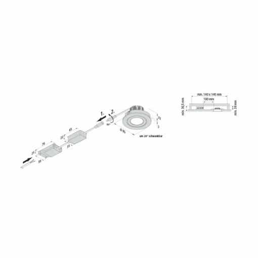 Hera Spot encastrable LED Eco SR 68 blanc 2.700 K Ø 8,5 cm Aluminium| Spots Encastrés Led|Luminaires Led D'Intérieur