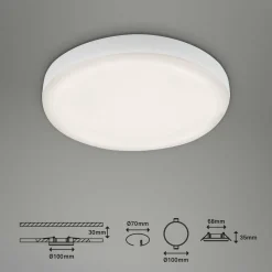 Briloner Spot encastrable LED Plat, blanc, Ø 10 cm, 4.000K| Spots Encastrés Led|Luminaires Led D'Intérieur