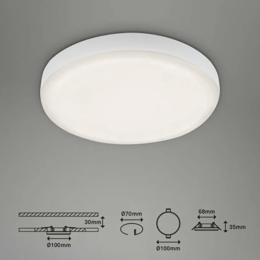 Briloner Spot encastrable LED Plat, blanc, Ø 10 cm, 4.000K| Spots Encastrés Led|Luminaires Led D'Intérieur