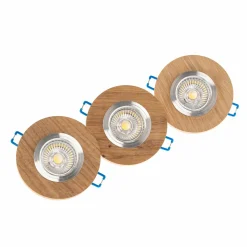 BRITOP Spot encastrable Sirion, rond, Ø 10 cm, bois de chêne, set de 3 pièces| Spots Encastrés Led|Luminaires Led D'Intérieur