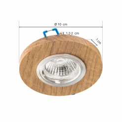 BRITOP Spot encastrable Sirion, rond, Ø 10 cm, bois de chêne, GU10| Spots Encastrés Led|Luminaires Led D'Intérieur